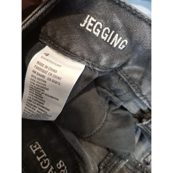 American Eagle Sz 4 Short High Rise Jeggings Black Denim The Dream Jean Stretch - Picture 5 of 5